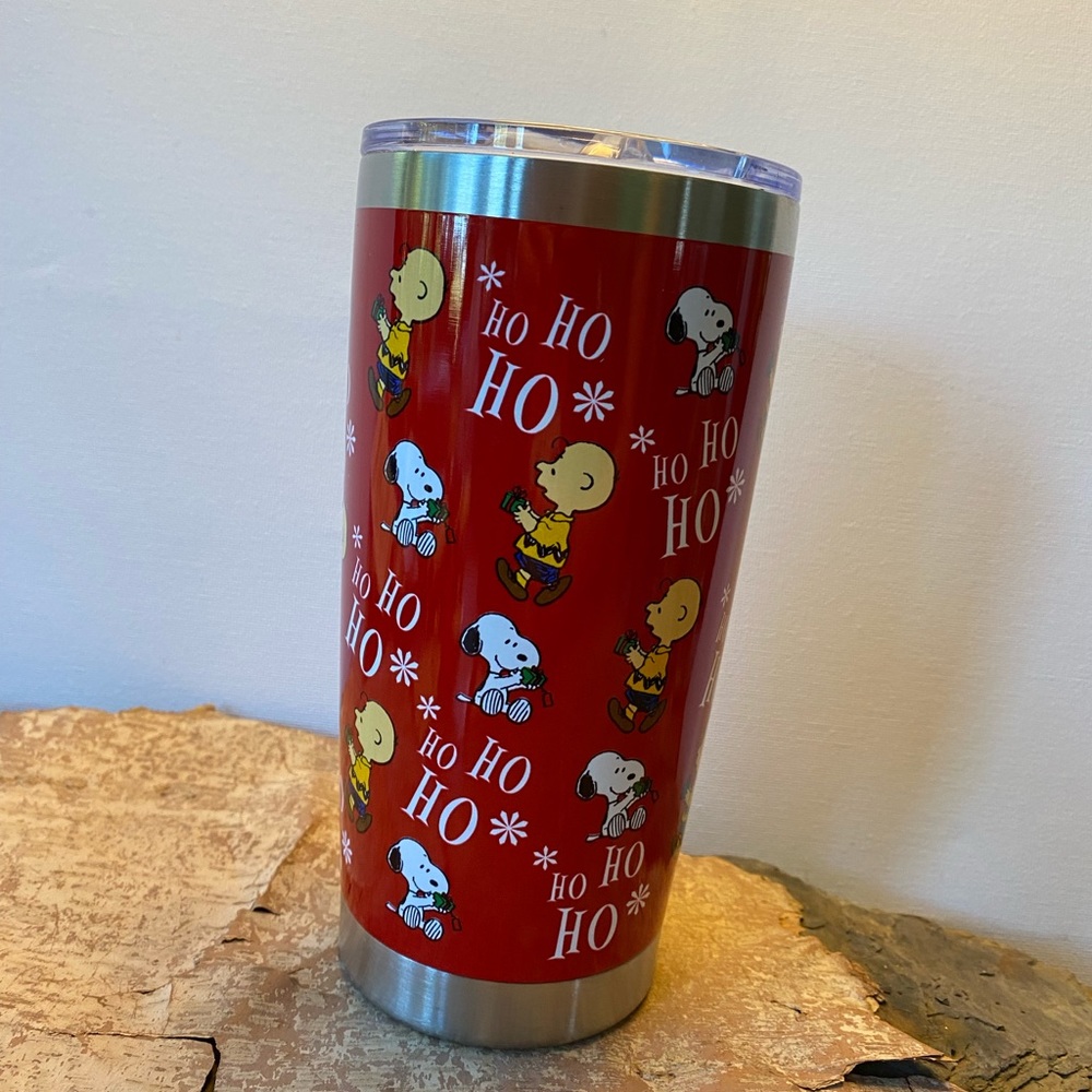 SOLD - Peanuts Snoopy Ho! Ho! Ho! Christmas Holiday Travel Mug 18 oz